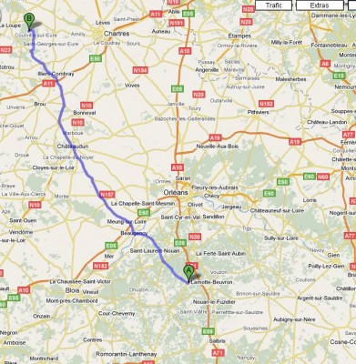 Mon trajet à moi (environ 2h30 de route)