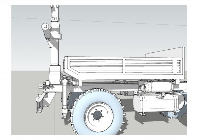 Implantation de la grue pour définir la taille max de la benne